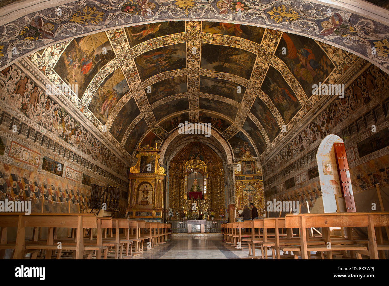 Fresco-Gemälde des Schreins unserer Lieben Frau von Ara Fuente del Arco Stockfoto