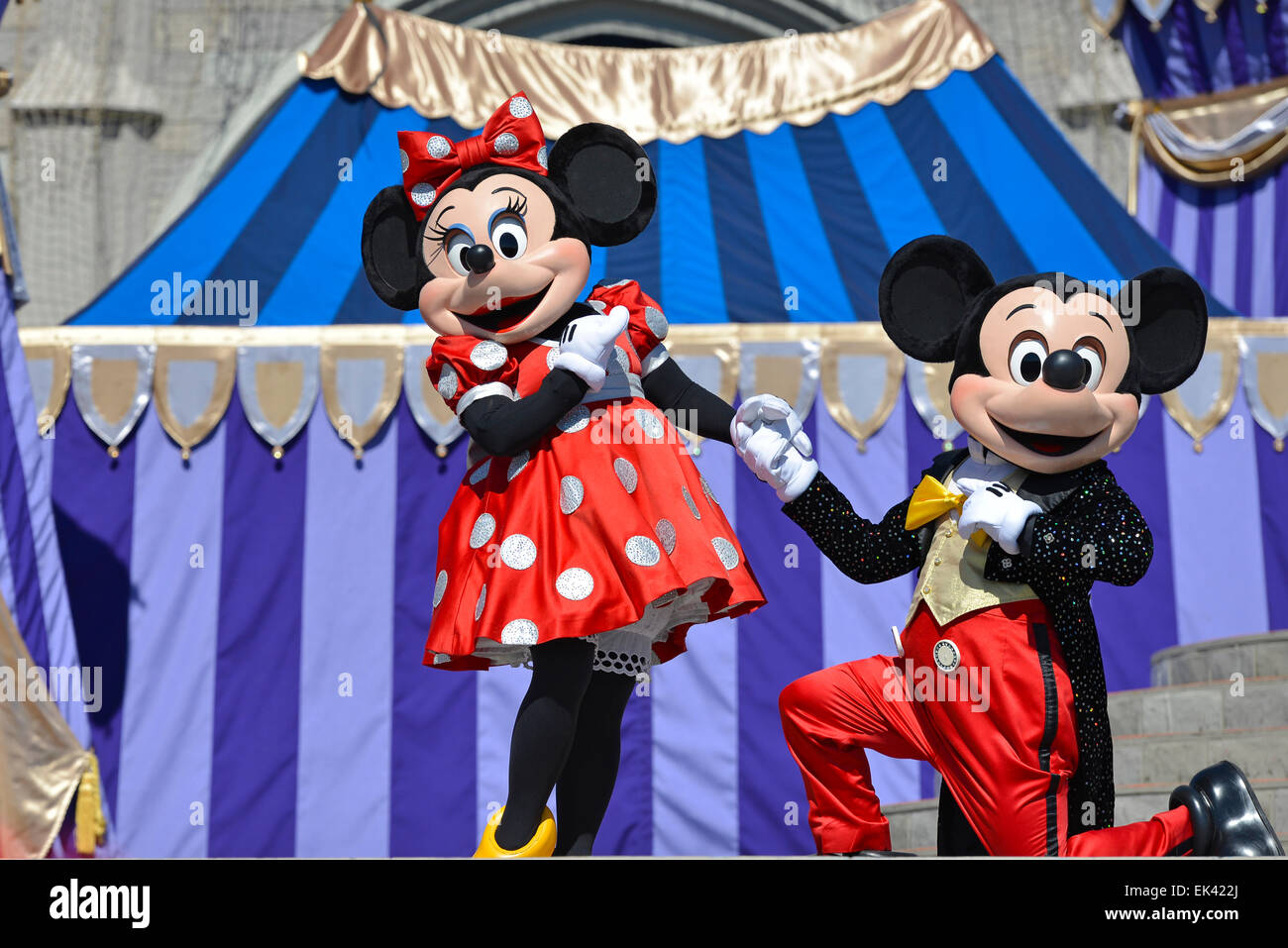 Mickey und Minnie Maus, Disney-Figuren, Disneyworld, Magic Kingdom, Orlando Florida Stockfoto