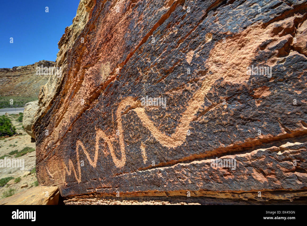 Molen Riff Schlange Petroglyph - Utah Stockfoto