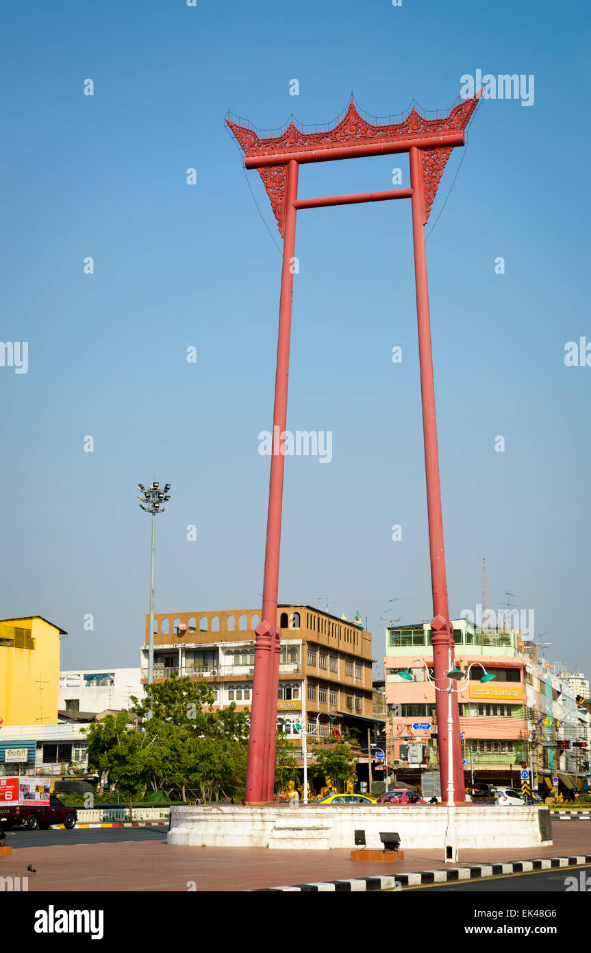 Der Giant Swing, auch bekannt als Sao Ching Cha, eine touristische Attraktion im Zentrum von Bangkok, Thailand. Thai Brahmane Denkmal Stockfoto