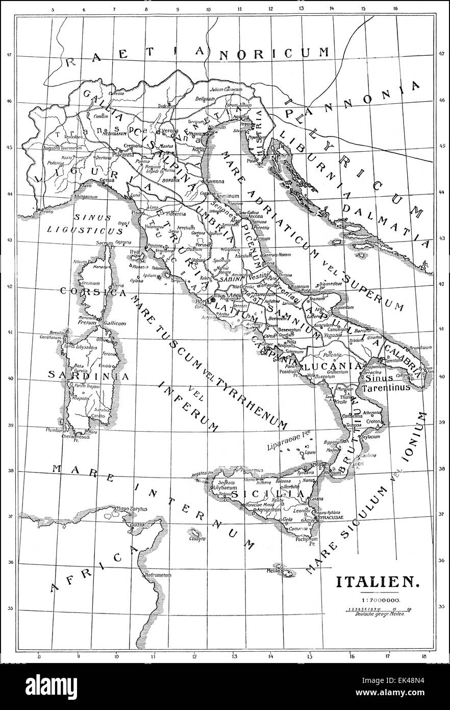 Historische Karte von Italien Stockfoto