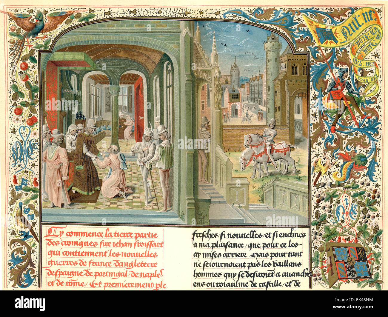 Jean Froissart Ankunft am Gericht von Foix, durch David Aubert, 1469, Stockfoto