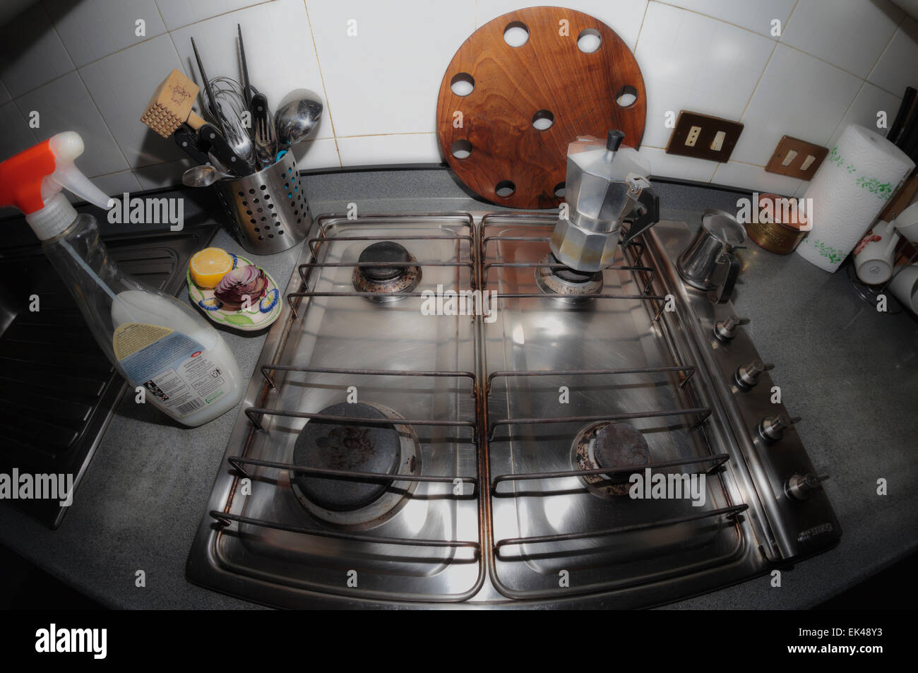 Kochfeld Edelstahl Stockfoto