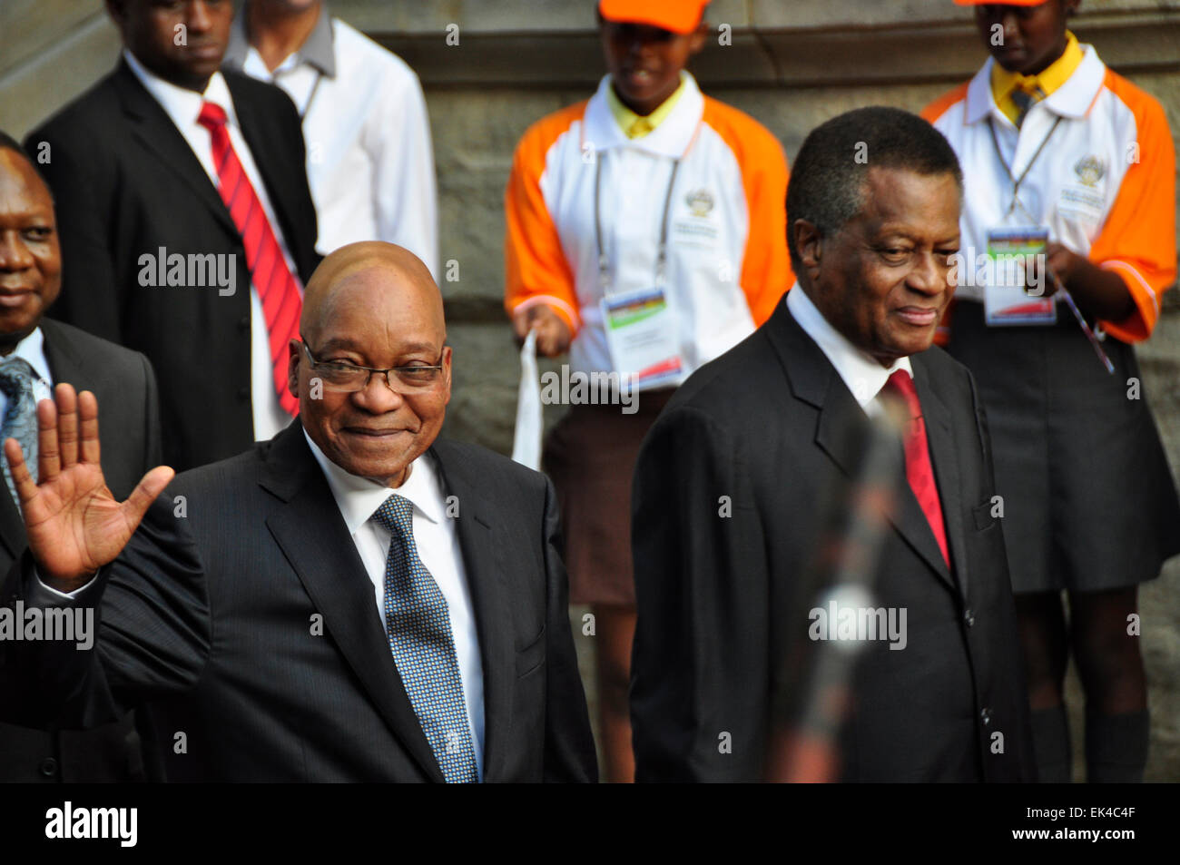 Präsident Jacob Zuma, Präsident von Südafrika und Max Vuyesile Sisulu, Sprecher der National Assembly of South Africa bei der Eröffnung des Parlaments, Kapstadt, 14.02.2013 Stockfoto