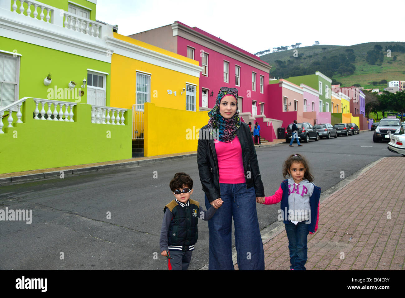 Häuser in Malay Qurter Bo Kaap, Western Cape, Südafrika. Stockfoto