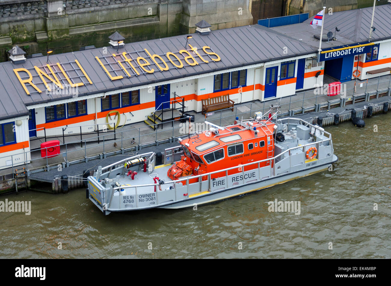 RNLI Rettungsboote auf der Themse, London, UK Stockfoto