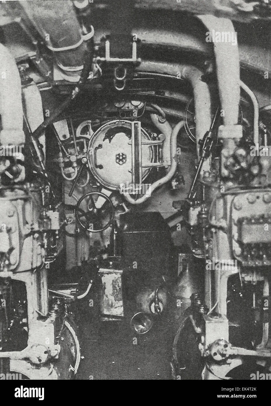 Innenraum eines britischen E-Boot im ersten Weltkrieg, ca. 1916 Stockfoto