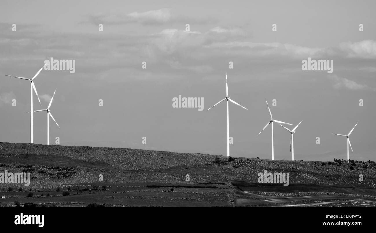 Italien, Sizilien, Provinz Agrigent, Landschaft, äolisch Energie Turbinen Stockfoto