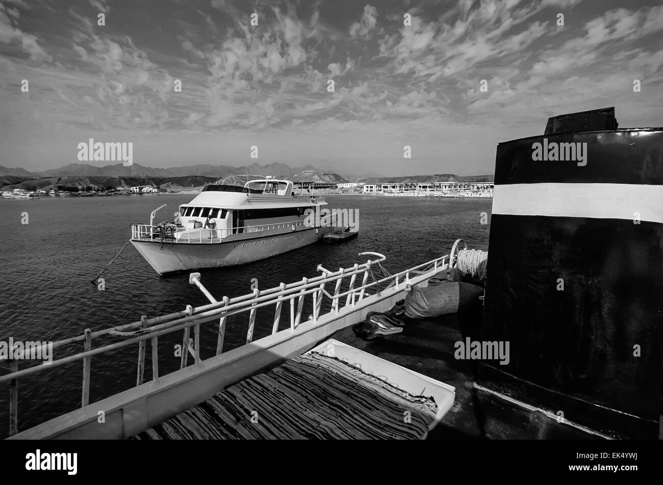 Ägypten, Rotes Meer, Sharm El Sheikh, Tauchboote - FILM Scannen Stockfoto