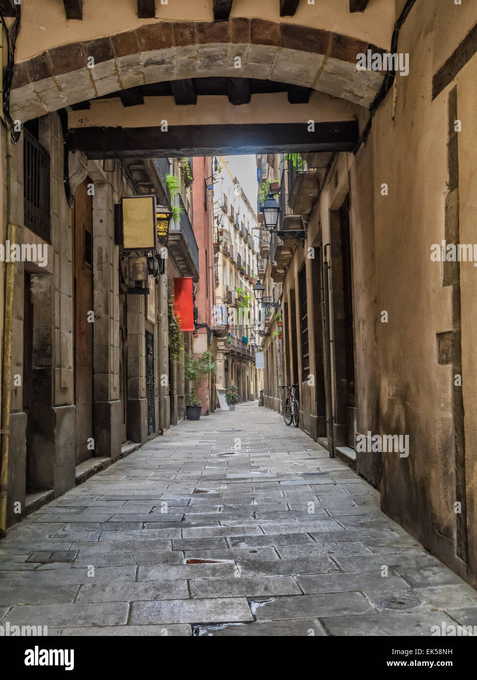 Kleine Straße in Barcelona gotisches Viertel, Spanien Stockfoto