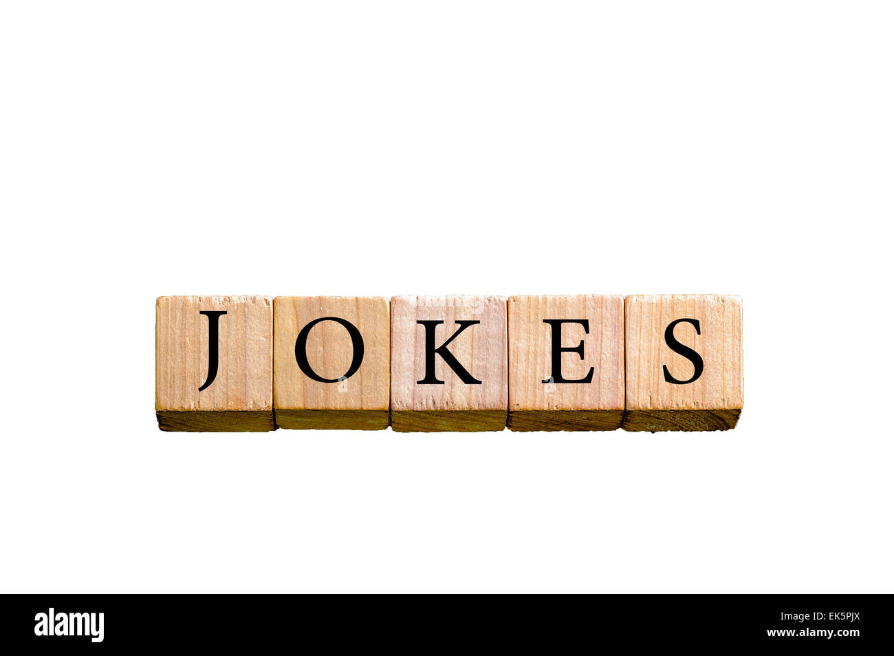 Word-Witze. Hölzerne kleine Würfel mit Buchstaben isoliert auf weißem Hintergrund mit textfreiraum zur Verfügung. Konzept-Bild. Stockfoto
