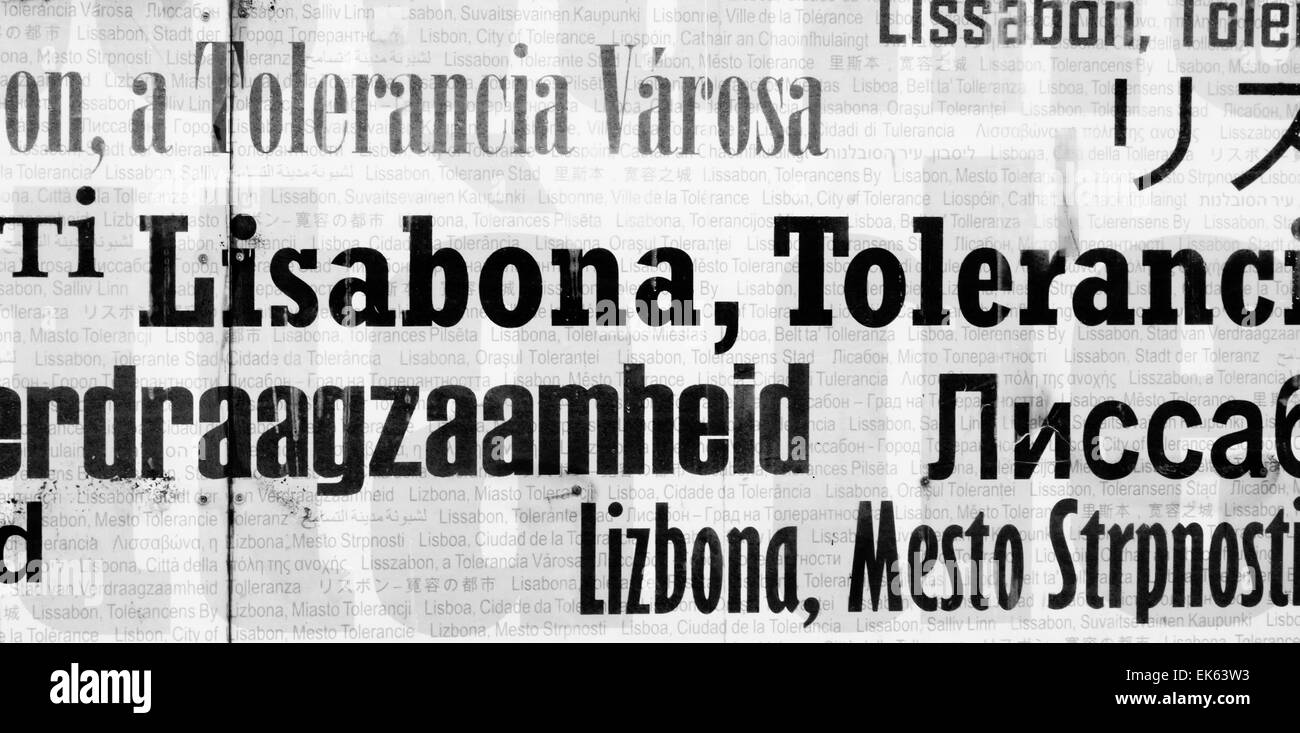 Portugal, Lissabon, Wandbild widmet sich die Toleranz der Stadt auf eine Wand in der Innenstadt Stockfoto