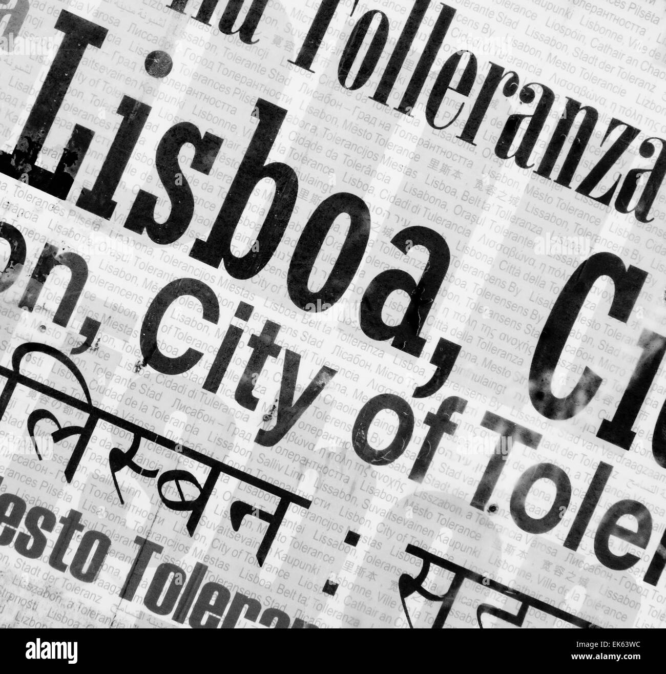 Portugal, Lissabon, Wandbild widmet sich die Toleranz der Stadt auf eine Wand in der Innenstadt Stockfoto