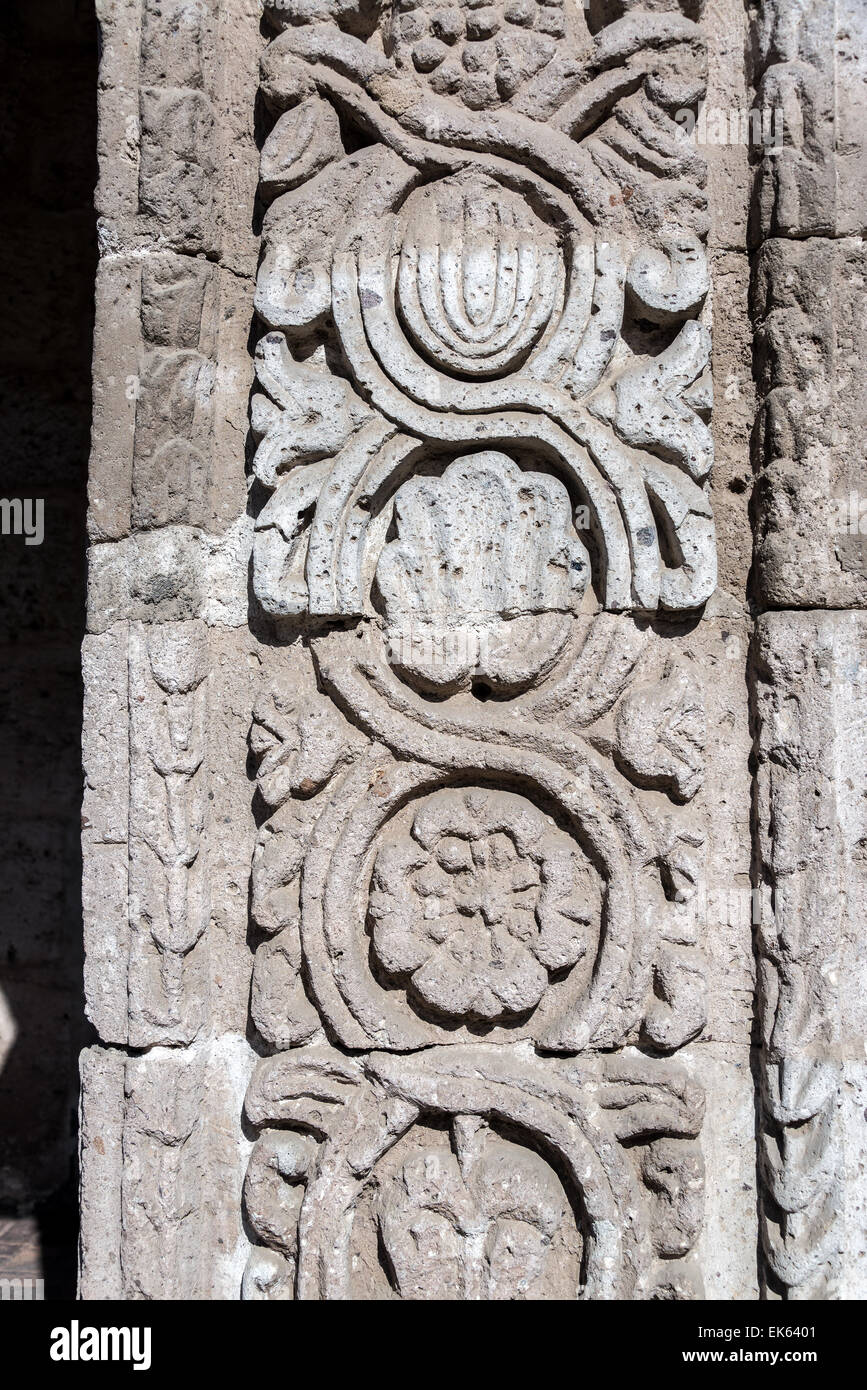 Details der historischen kolonialen Architektur in Arequipa, Peru Stockfoto