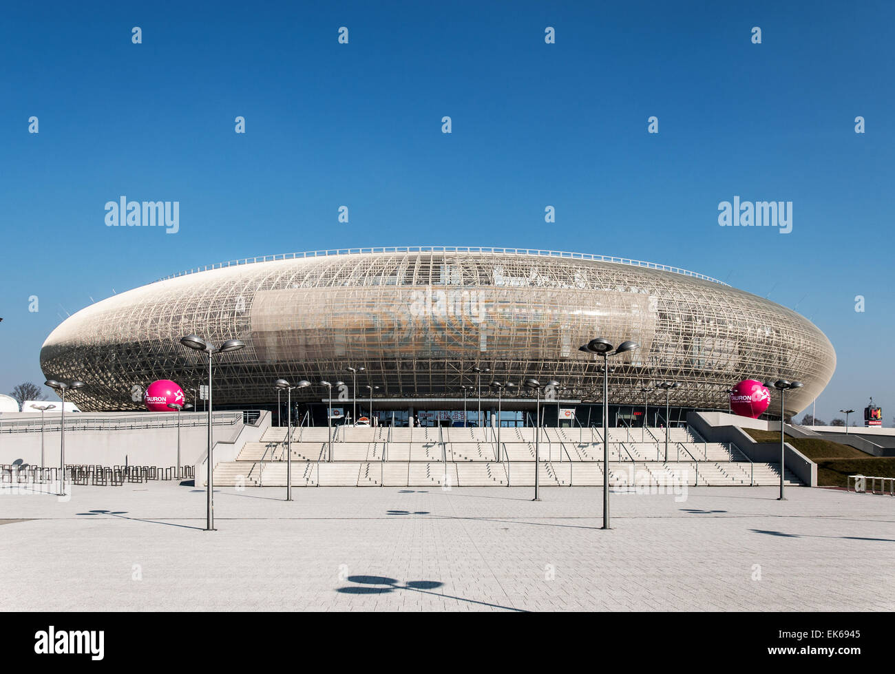 Tauron Arena in Krakau. Moderne Sport- und Veranstaltungsort. Das größte man in Polen. Stockfoto