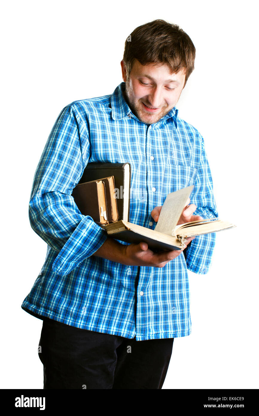 Mann liest ein Buch Stockfoto