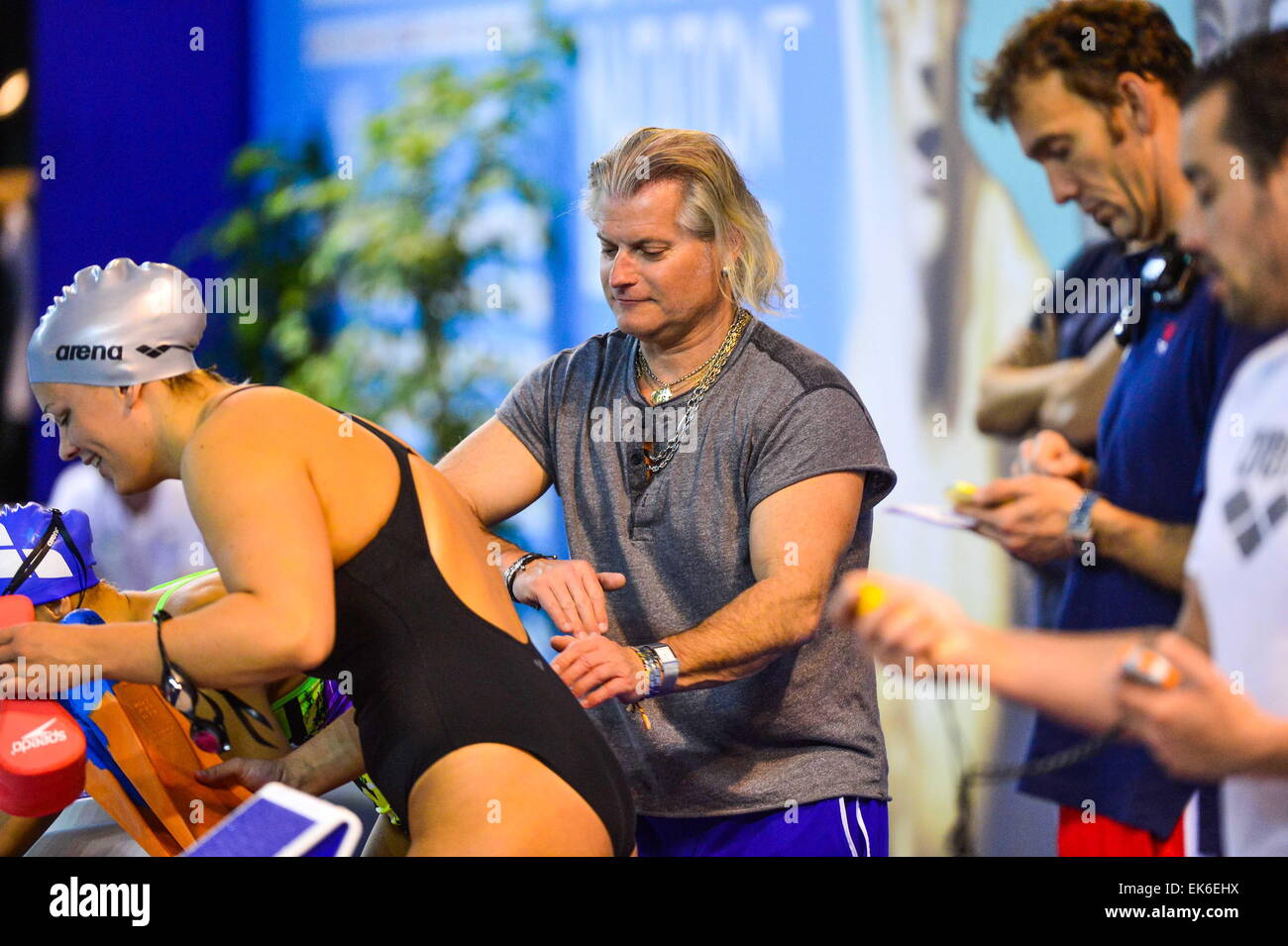 Philippe LUCAS - 03.04.2015 - Championnats de France de Natation 2015 eine Limoges.Photo: Dave Winter/Icon Sport Stockfoto