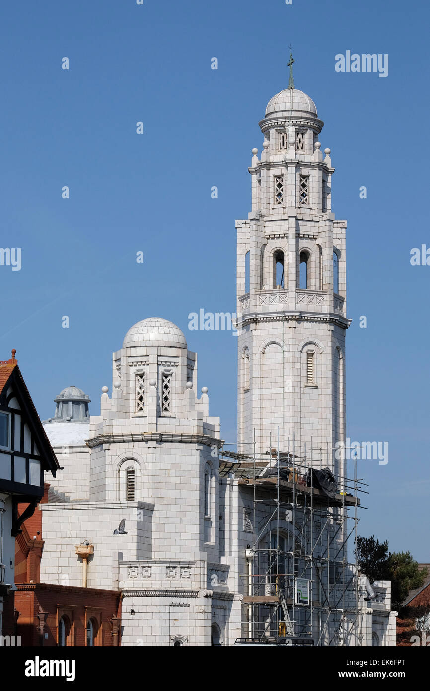 Wartungsarbeiten an Lytham Kirche Stockfoto