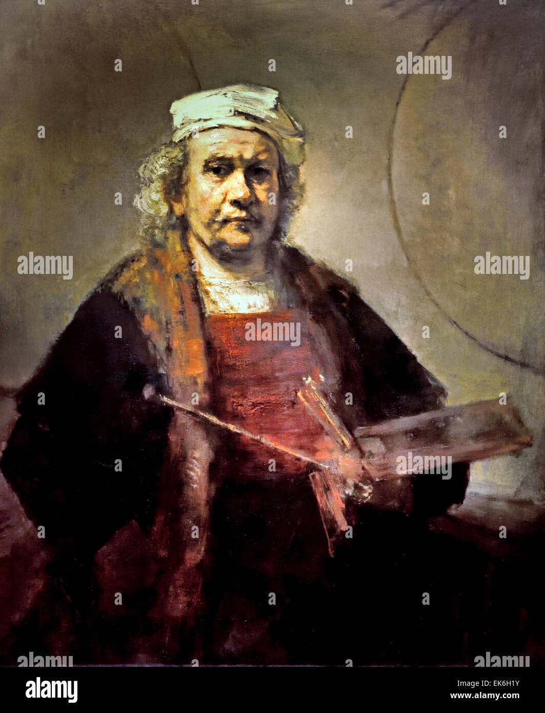 Selbstbildnis mit zwei Kreisen Rembrandt malte c. 1659 – 60 Rembrandt Harmenszoon van Rijn1606 – 1669 Niederlande Niederlande Stockfoto