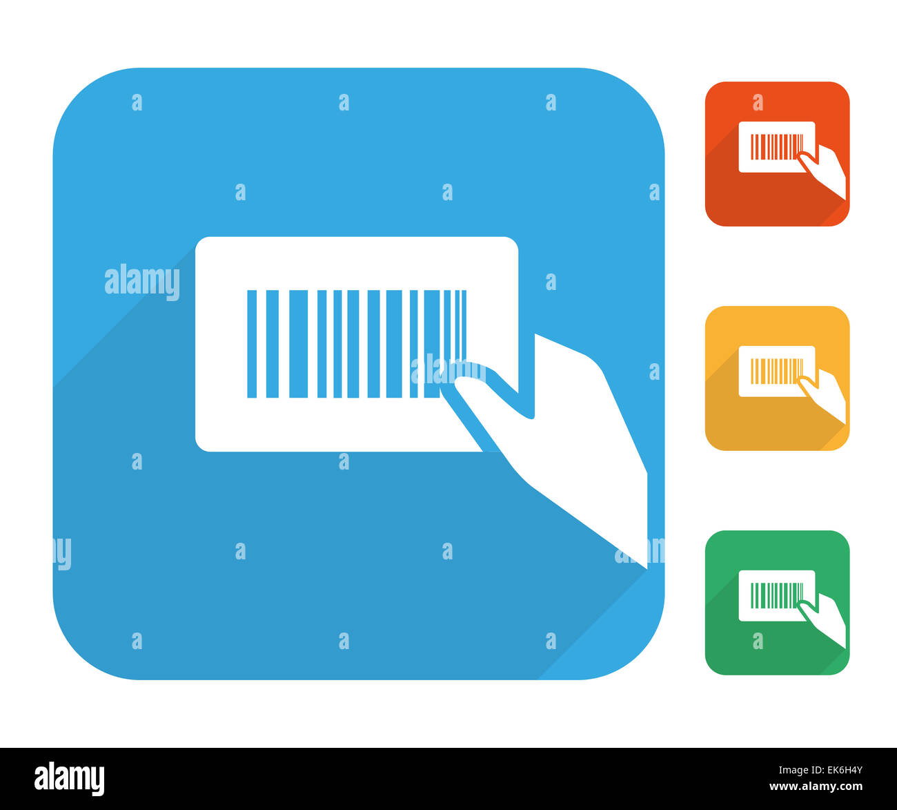Barcode-Etikett mit menschlichen Hand-Icon-set Stockfoto