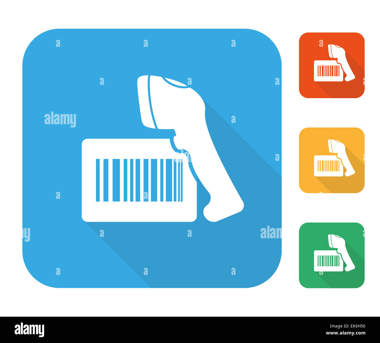 Barcode-Etikett mit Leser-Icon-set Stockfoto