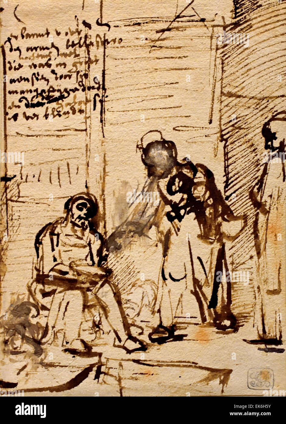 Die blinde Belisar empfangen Almosen 1656 Rembrandt Harmenszoon van Rijn1606 – 1669 niederländischen Niederlande (Feder und braune Tinte) Stockfoto