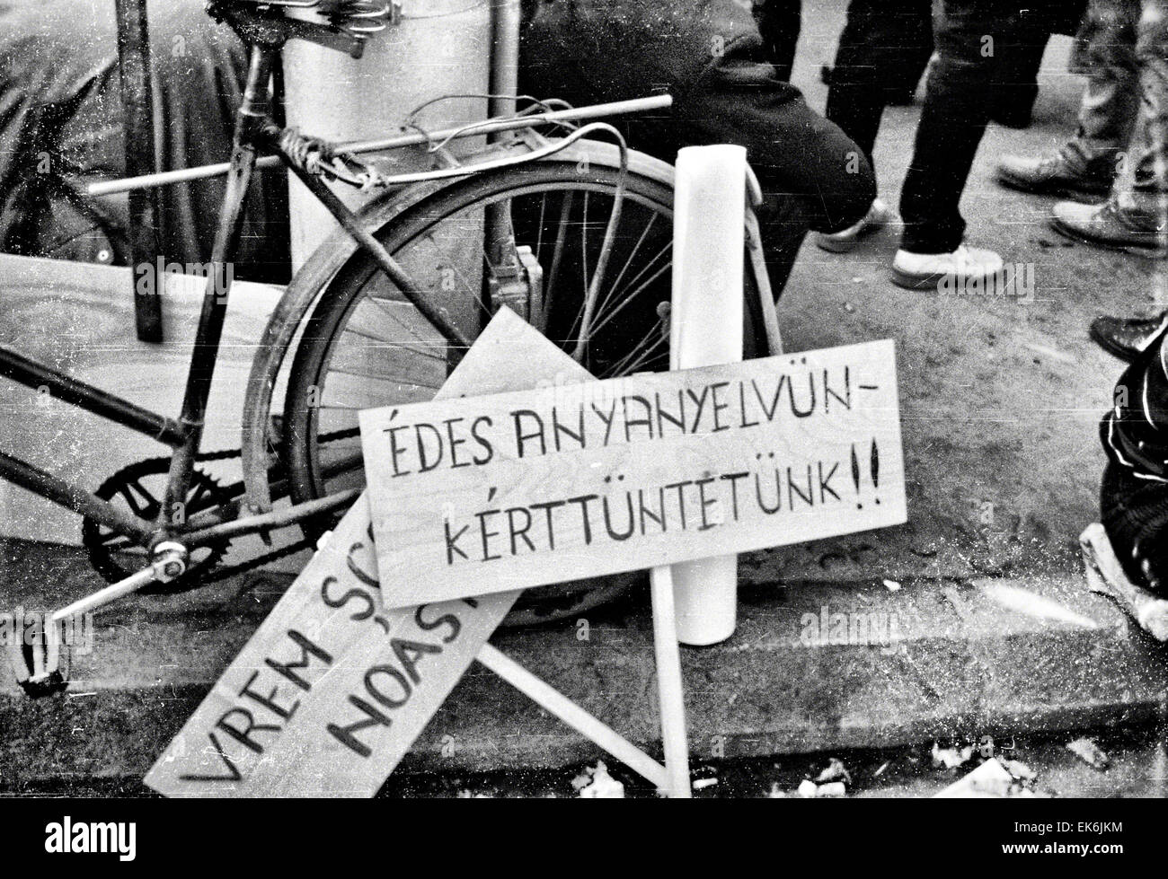 Anti-ungarische Volksgruppe ethnischen Pogrom Nachmahd, 19. / 20. März 1990, Tirgu Mures / Tirgu, Siebenbürgen, Rumänien Stockfoto