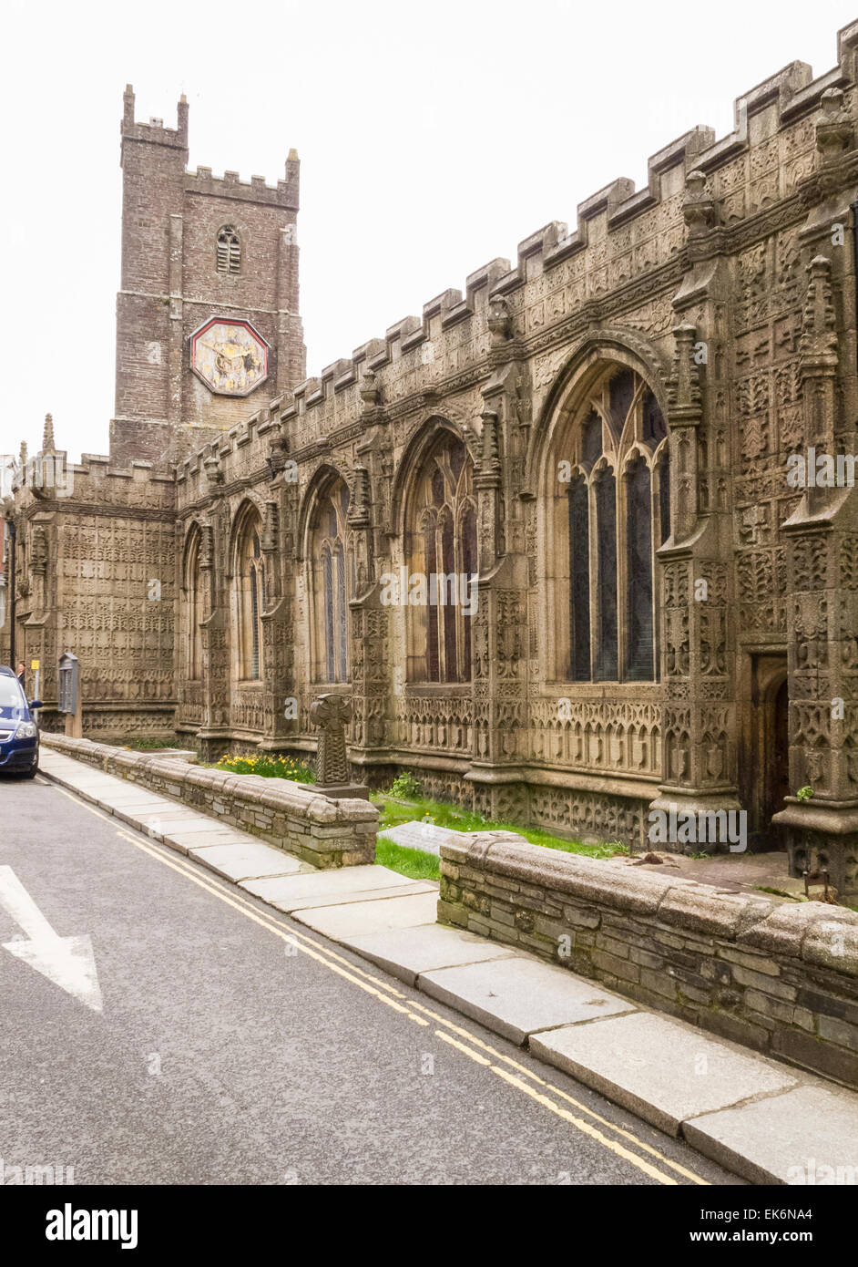 Die Pfarrei Kirche von Launceston in Cornwall ist St. Mary Magdalene. Die Stockfoto