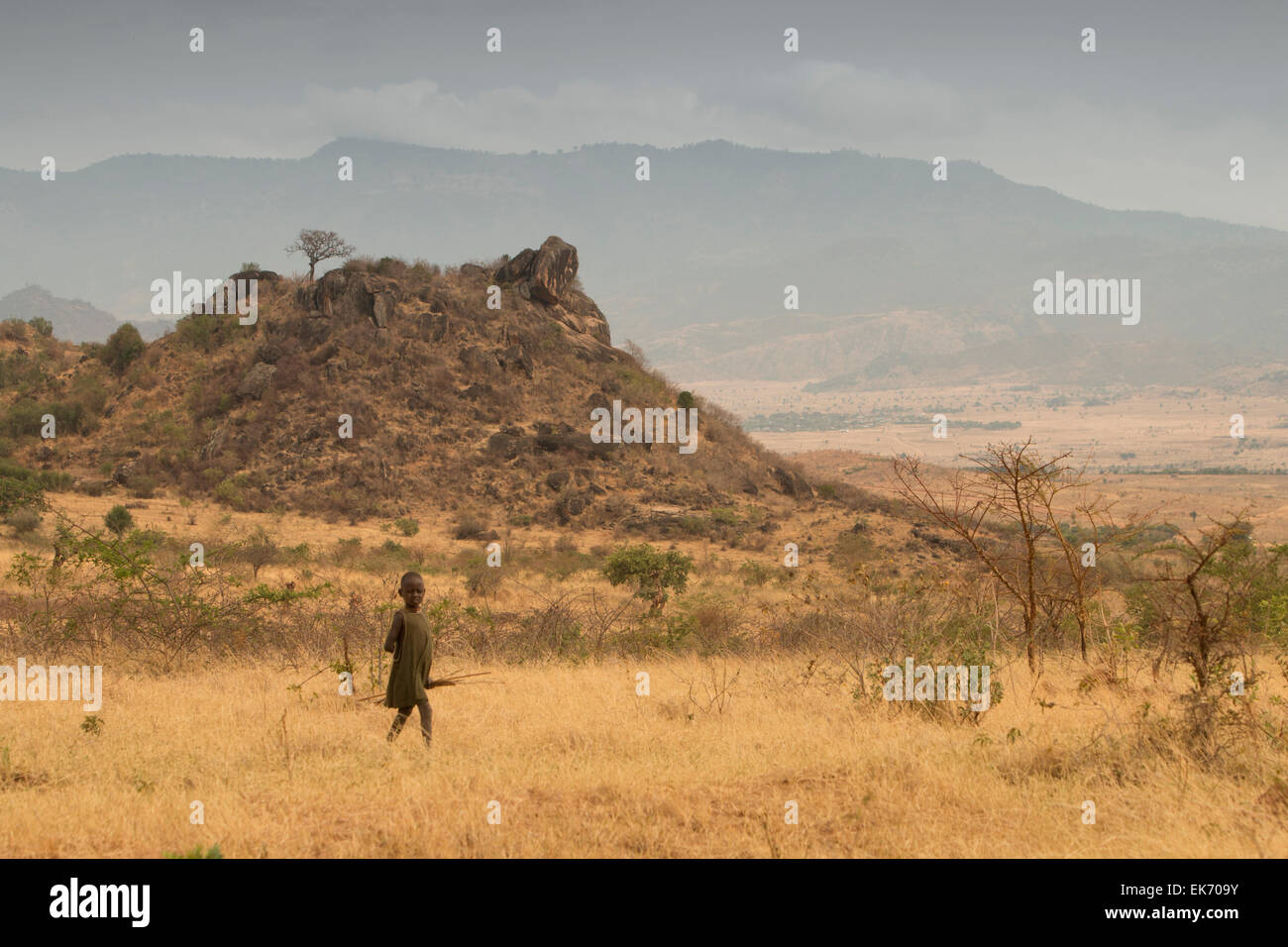 Landschaft in der Nähe von Kapedo Dorf, Kaabong District - Karamoja, Uganda, Ostafrika Stockfoto