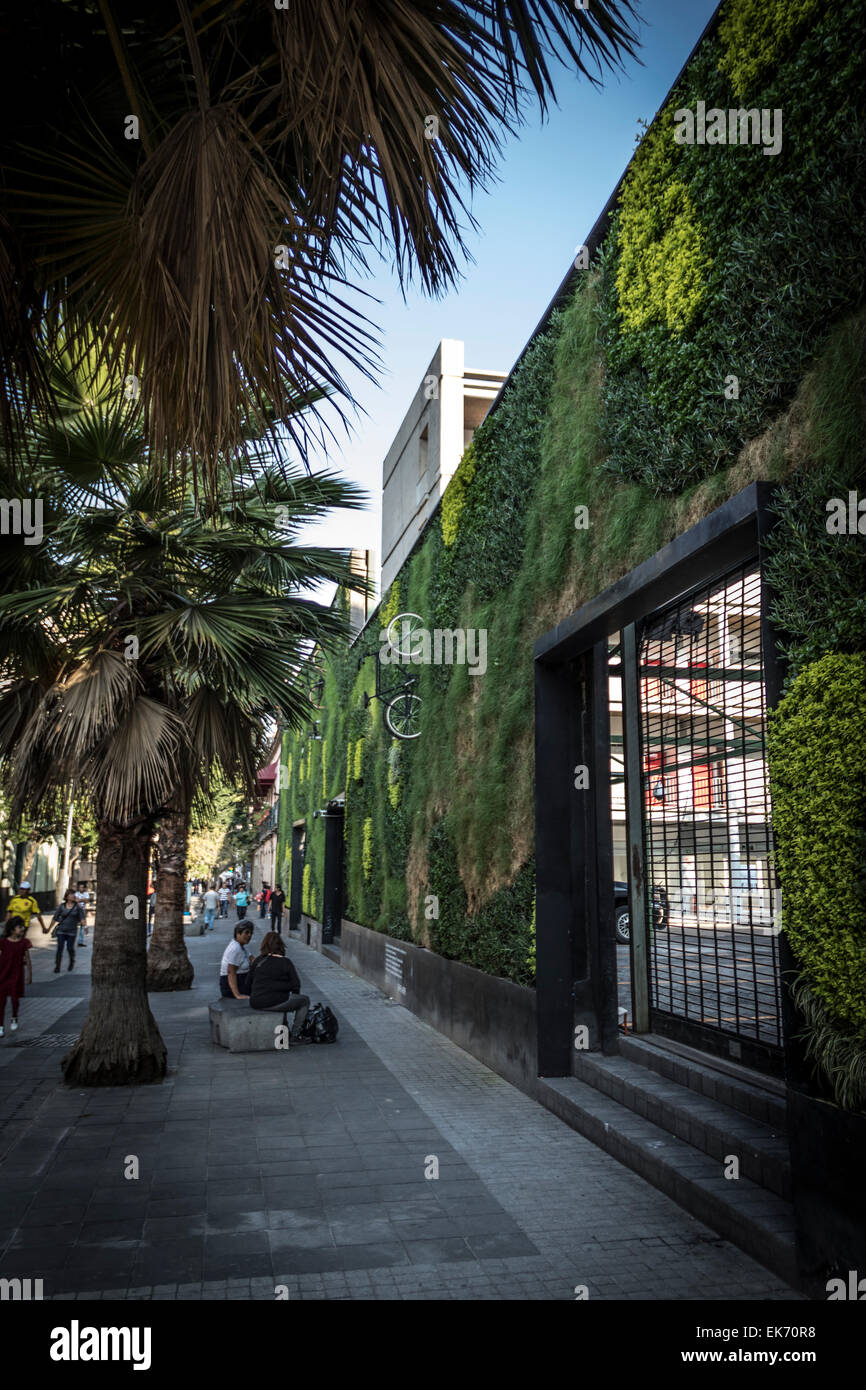 zeitgenössische Architektur Gebäude mit einem vertikalen Garten in Mexiko City Downtown Stockfoto