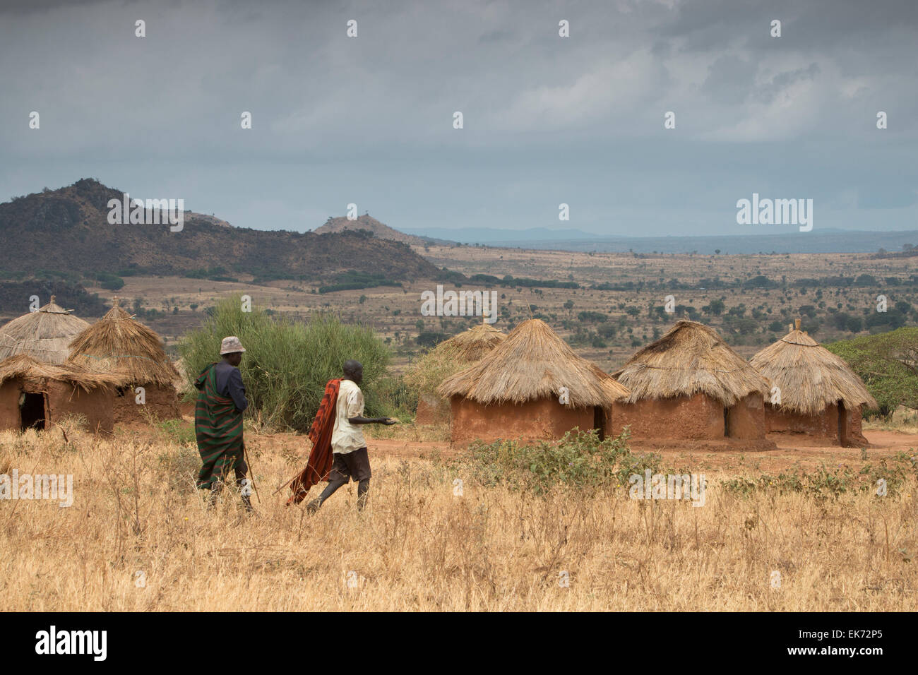 Landschaft in der Nähe von Kapedo Dorf, Kaabong District - Karamoja, Uganda, Ostafrika Stockfoto