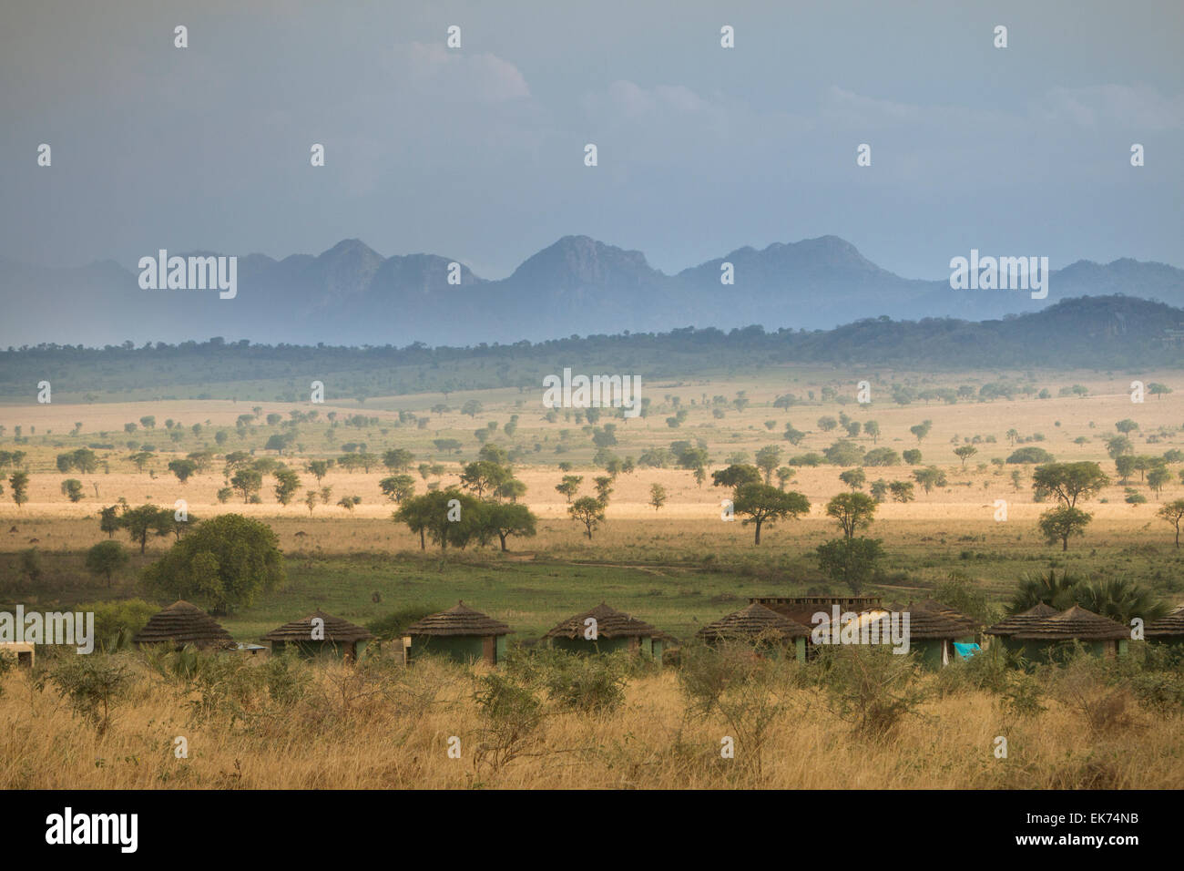 Apoka Bandas (Lodge) im Kidepo Valley Nationalpark in Nord-Uganda, Ostafrika Stockfoto