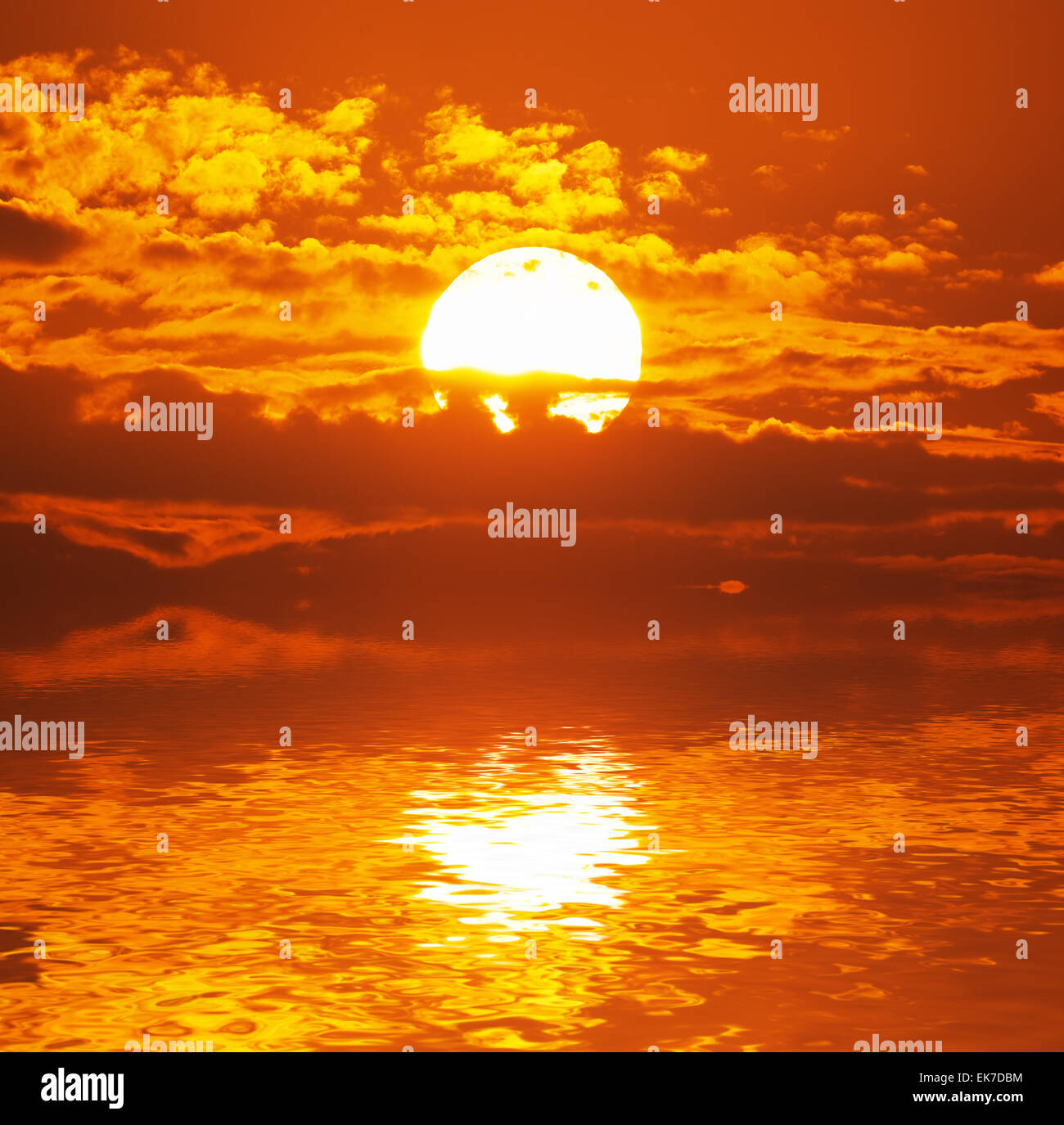 Große Sonne bei Sonnenuntergang. Natur-Komposition. Stockfoto