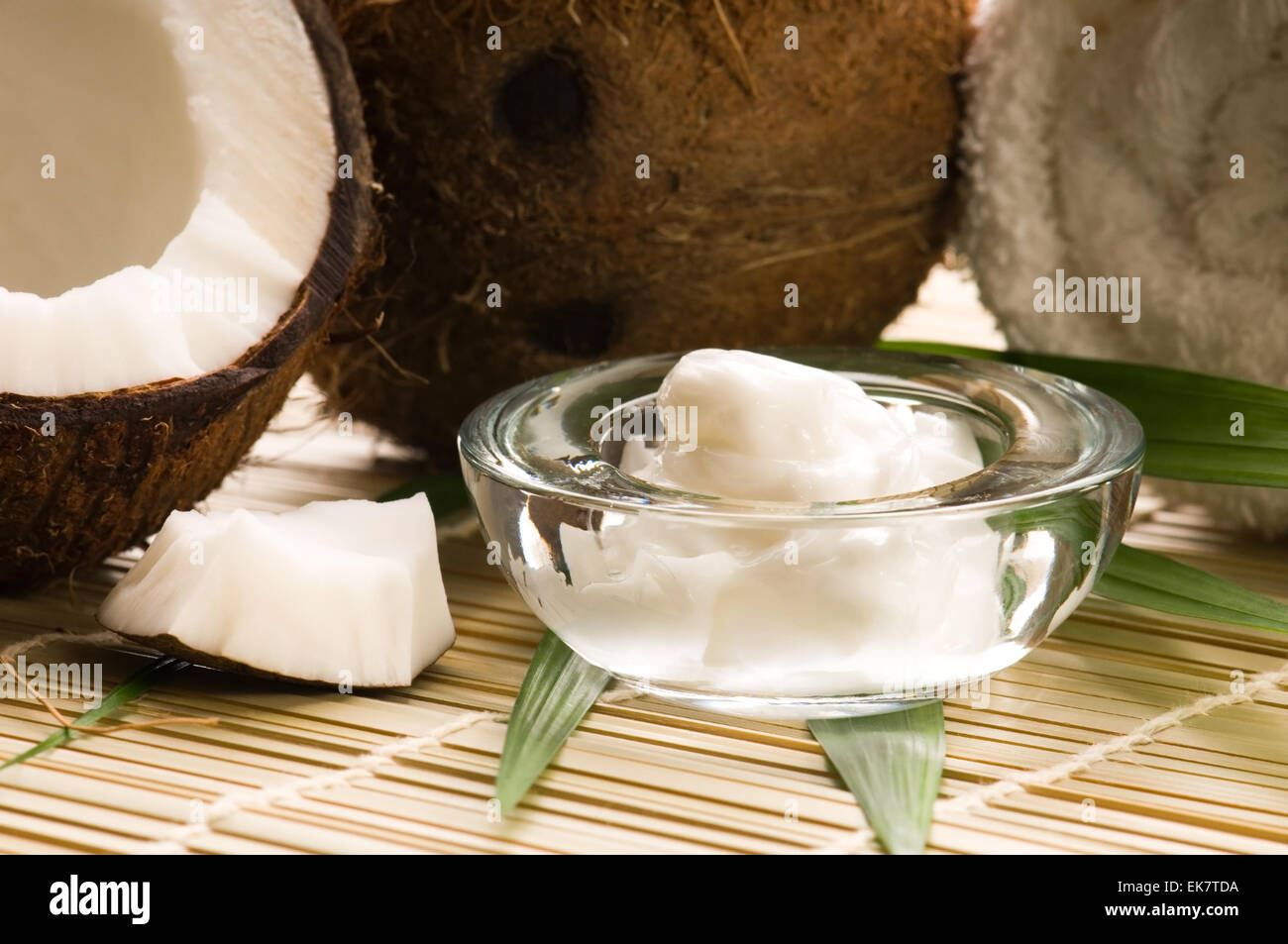 Kokosnuss und Kokosöl Stockfoto