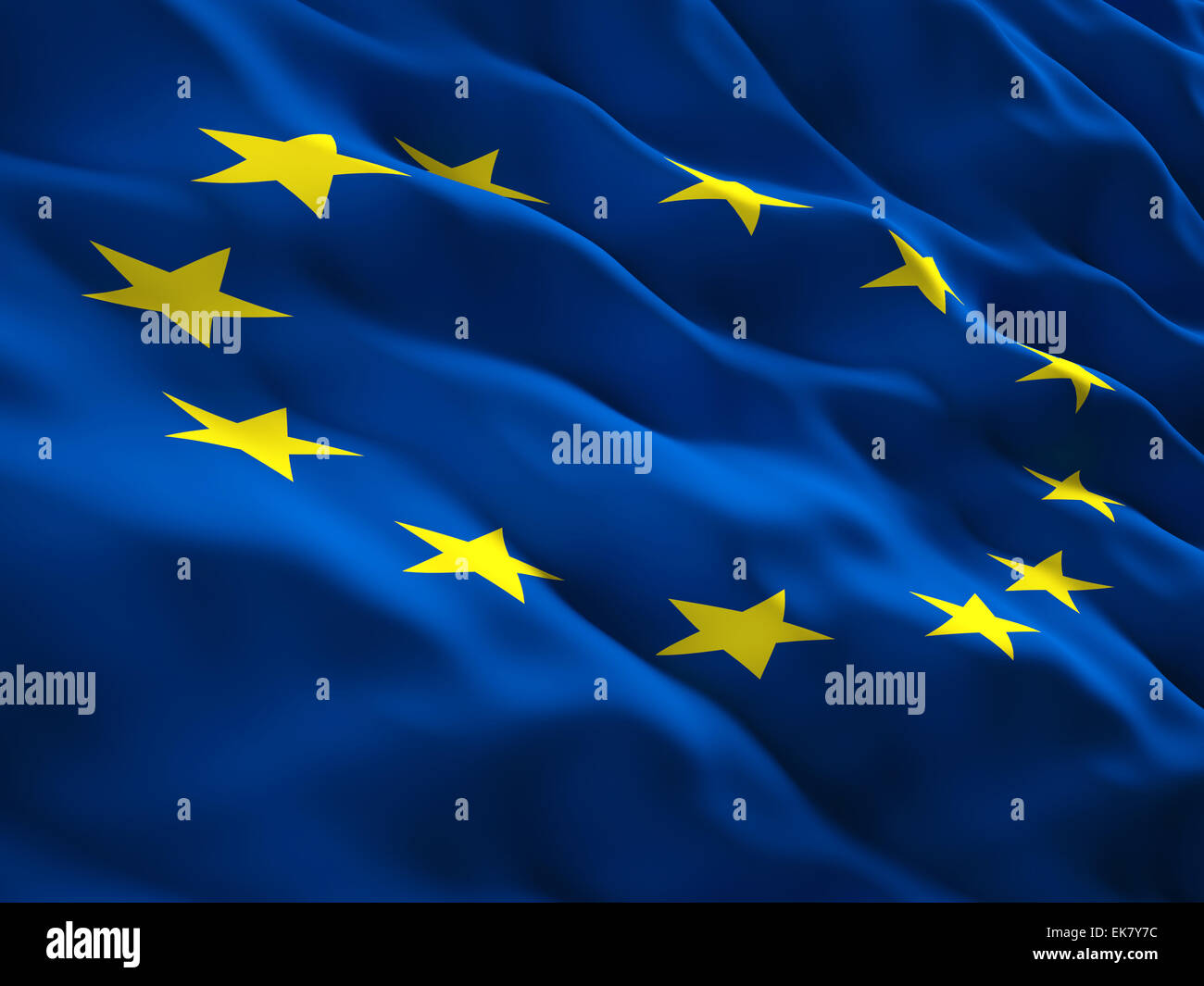 3D Darstellung der europäischen Flagge Stockfoto