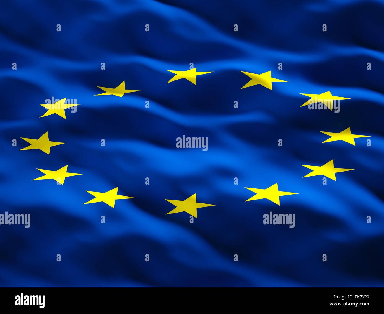 3D Darstellung der europäischen Flagge Stockfoto