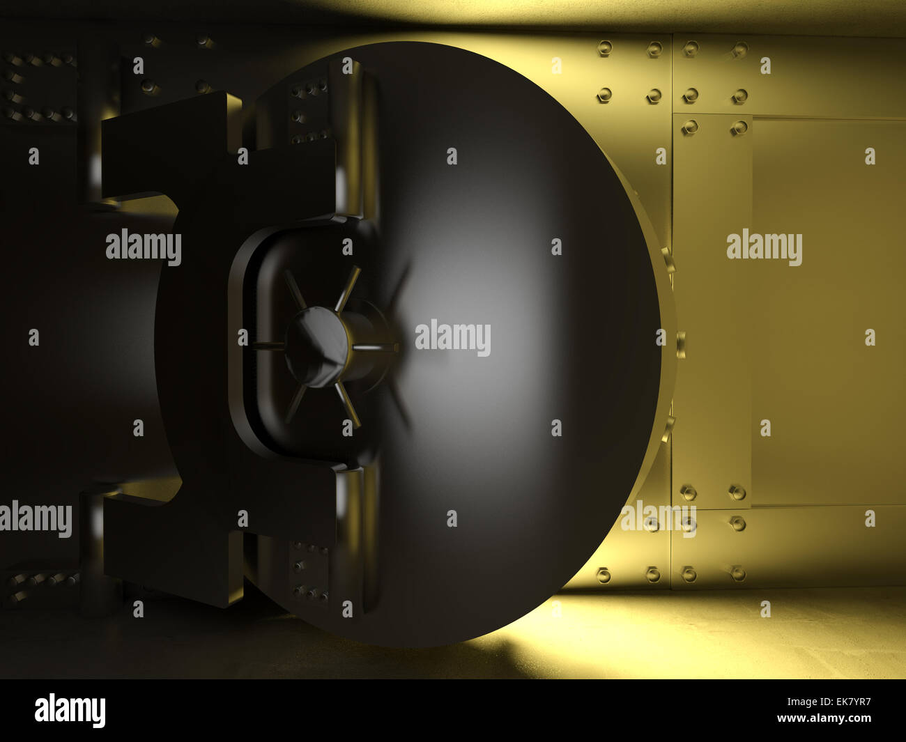 3D Darstellung der riesige Tresortür Stockfoto