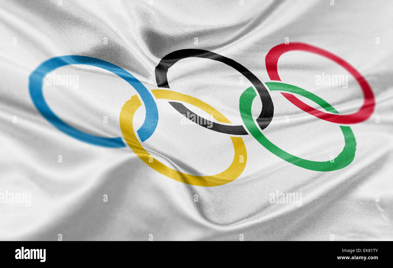 Es ist hoher Auflösung Rendern der Olympischen Flagge. Stockfoto