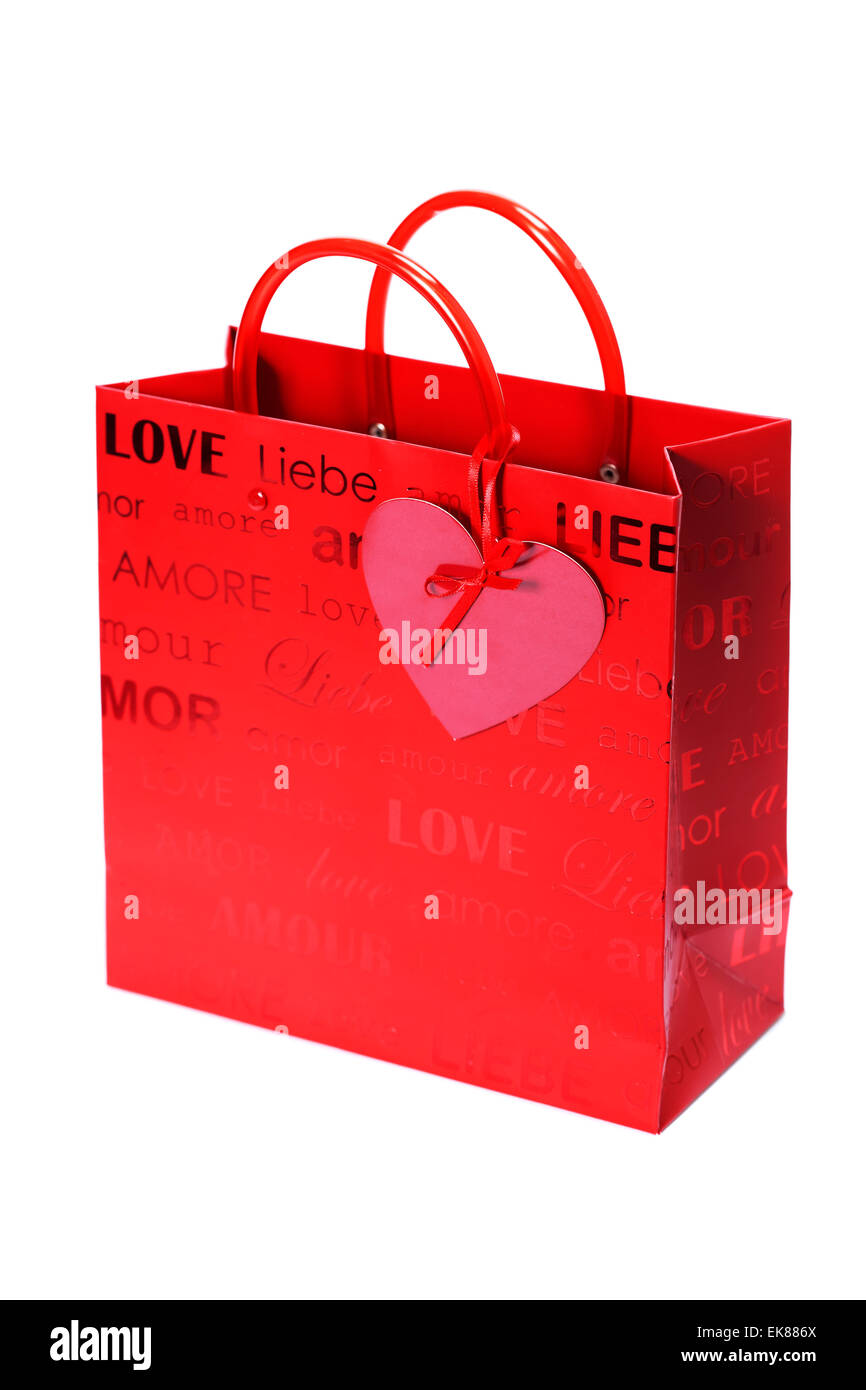 Einkaufstasche zum Valentinstag Stockfoto