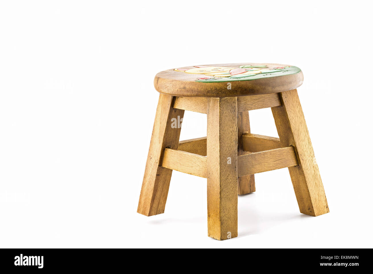 Holzstuhl auf weißem Hintergrund Stockfoto