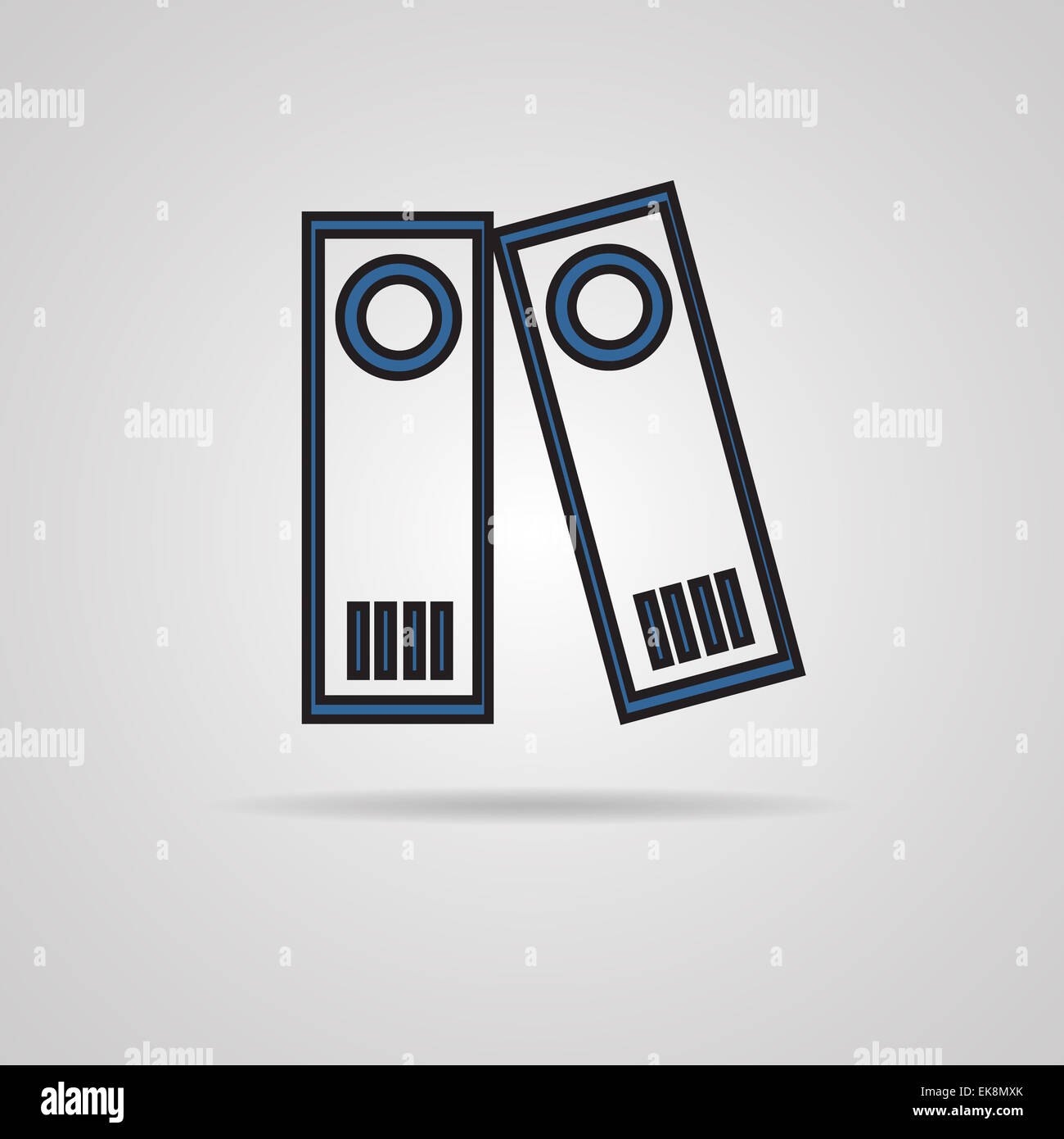 Schwarzen Bindemittel auf grauem Hintergrund isoliert Stockfoto