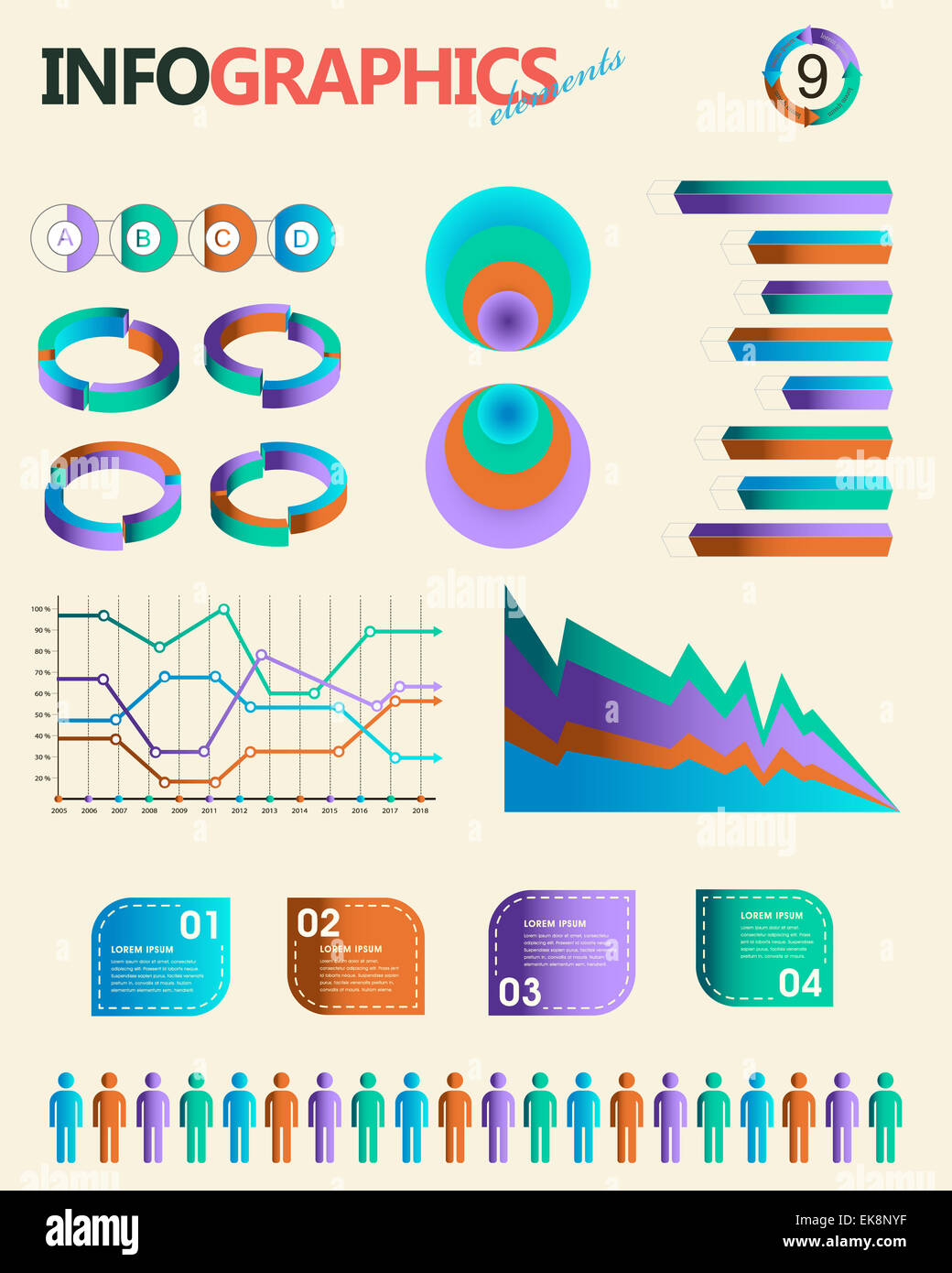 Vintage Infografiken Satz. Informationsgrafiken Stockfoto