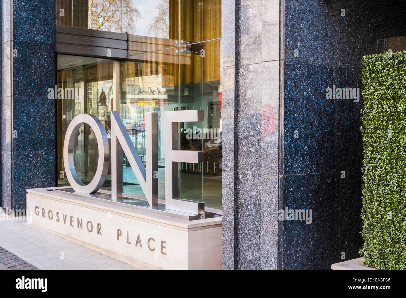 Adresse Skulptur One Grosvenor Place - London Stockfoto