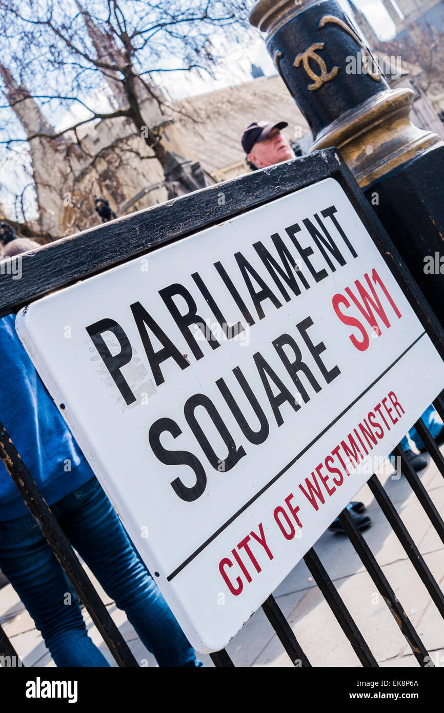 Parliament Square Street Zeichen - London Stockfoto