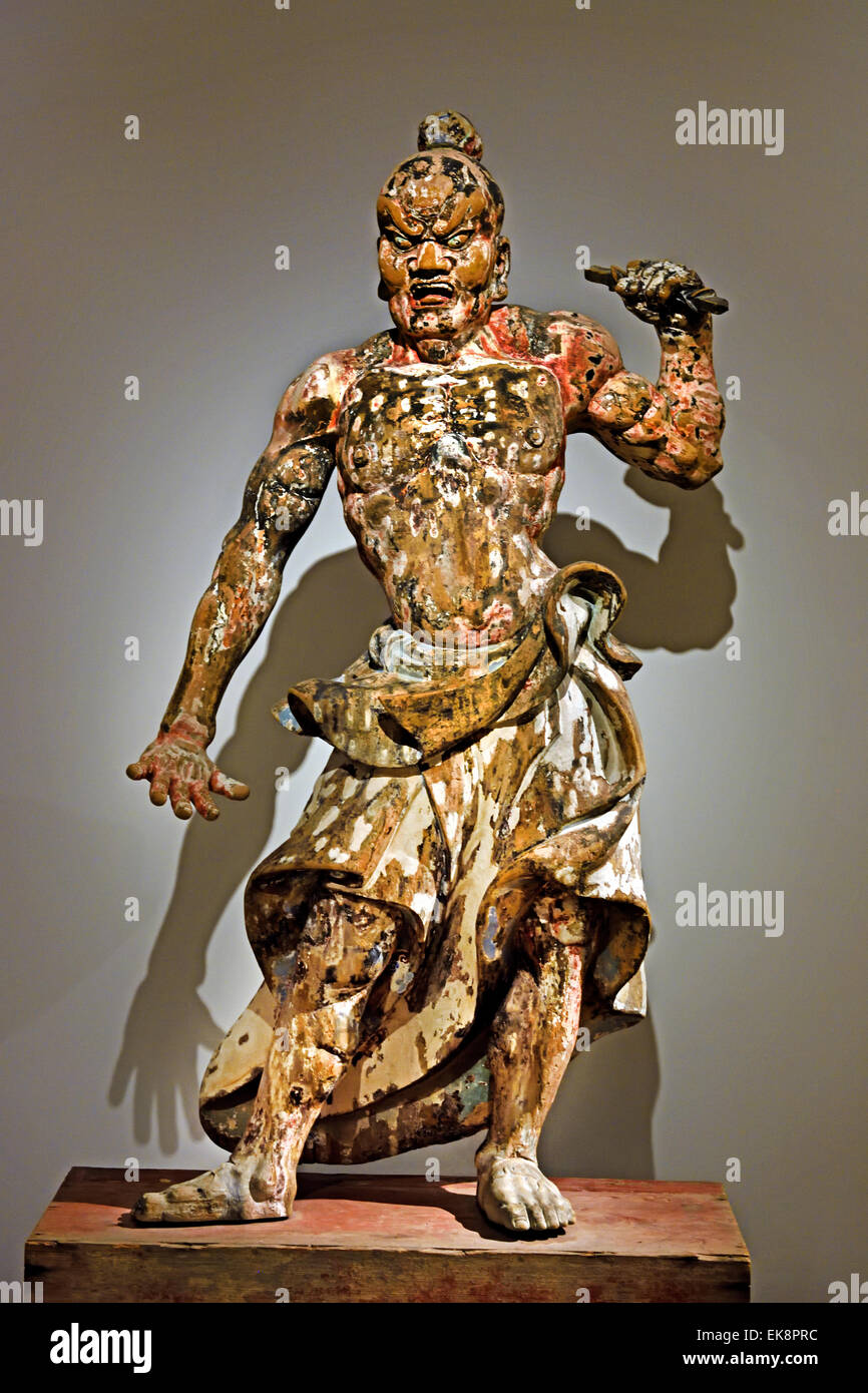 Temple Guardian 14th Century Japan Japanisches Museum (am Eingang zu einem Tempel zum Ward of Evil) im Rijksmuseum Amsterdam. Stockfoto