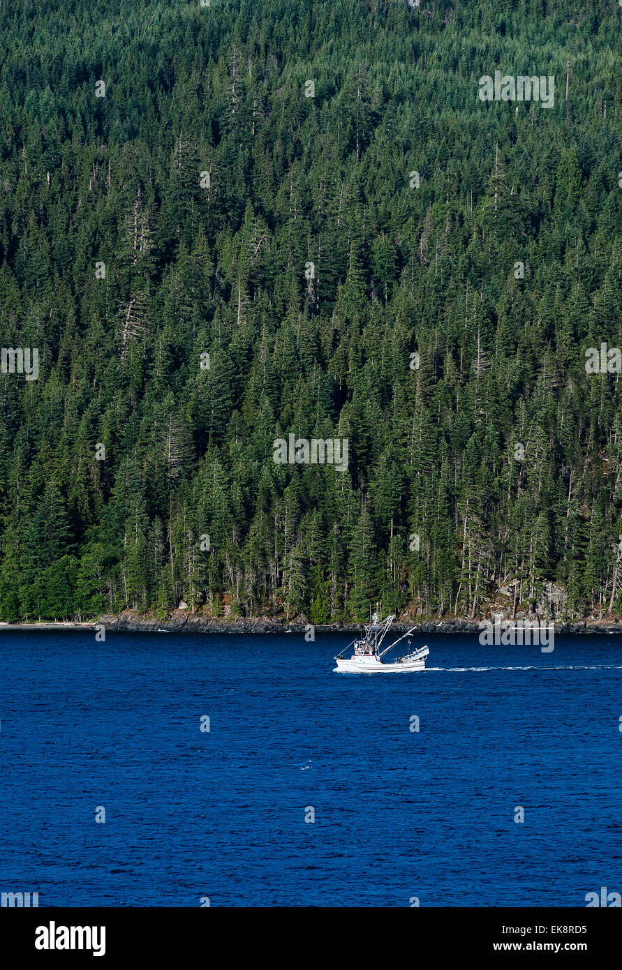 Kommerziellen Fischerboot im Discovery Passage, Strathcona, British Columbia, Kanada Stockfoto