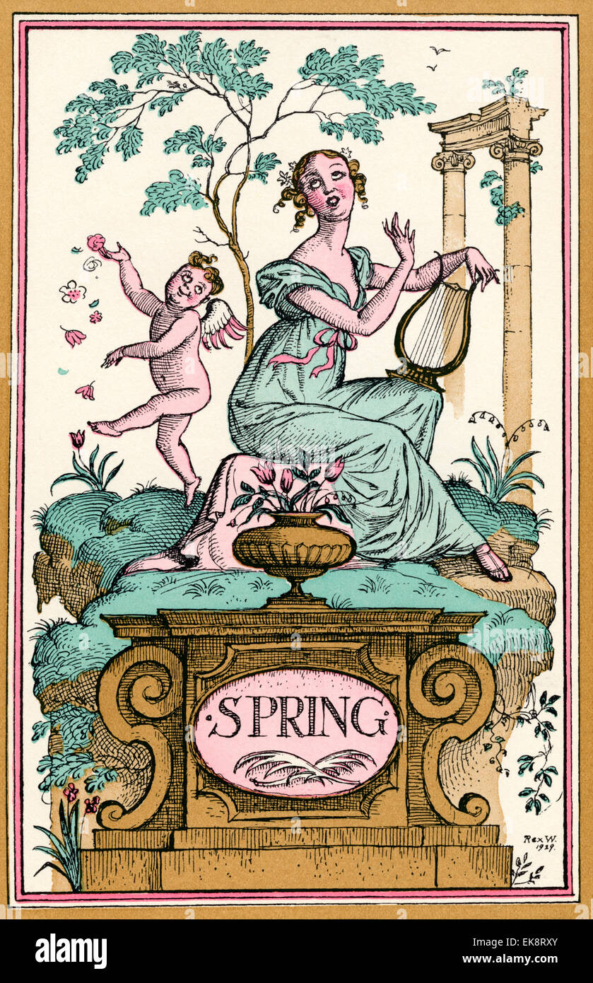 Frühling.  Illustration von Reginald John "Rex" Whistler. Stockfoto