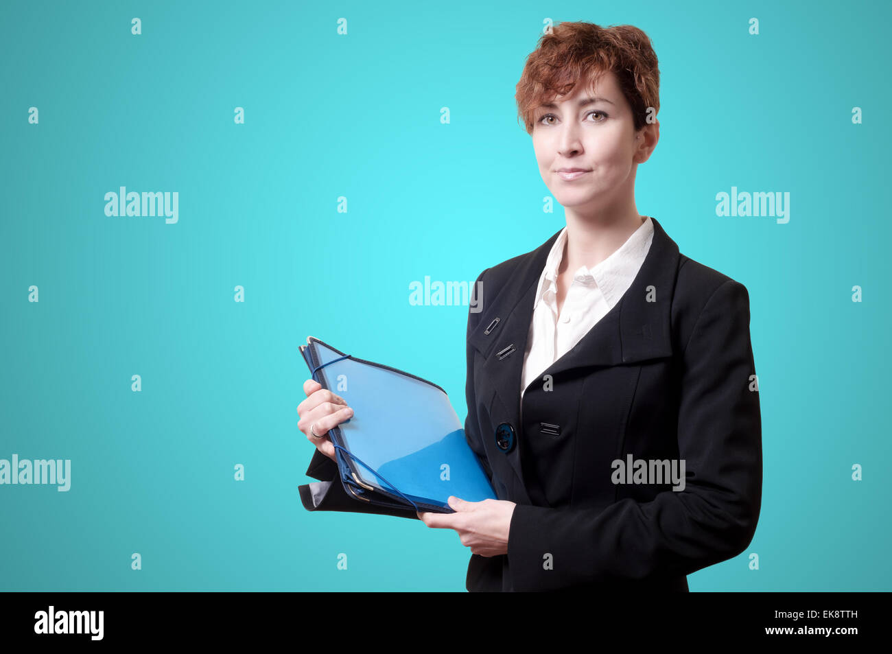 Erfolg-Business-Frau mit Aktentasche Stockfoto