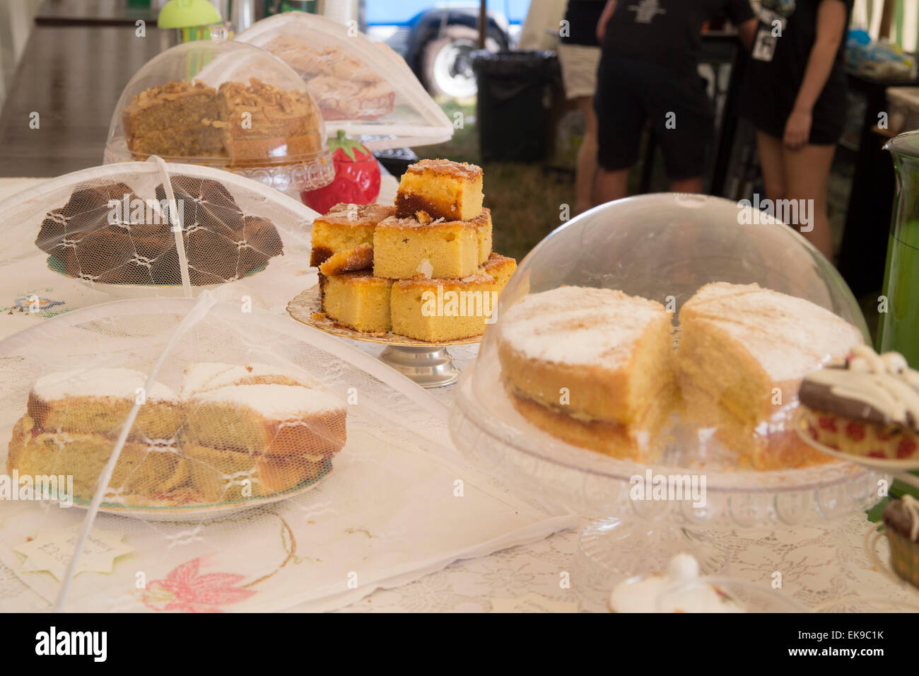 Hausgemachte Kuchen stall beim Deershed Festival. Stockfoto