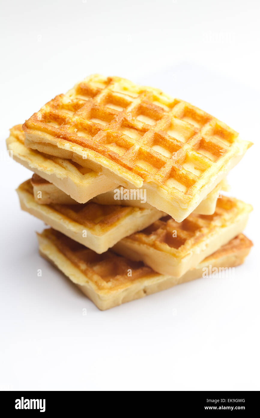 Köstliche Waffeln ist isoliert auf weiss Stockfoto